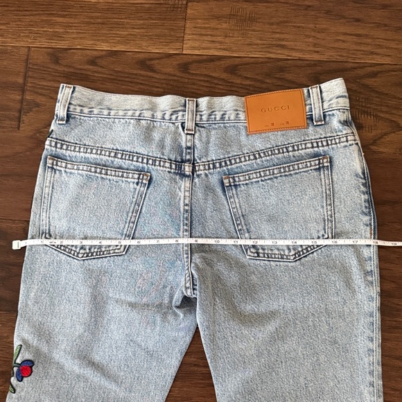 Gucci Light Blue Flare Jeans with Floral Embroidery - Picture 6 of 7
